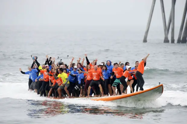 Most people on a surfboard