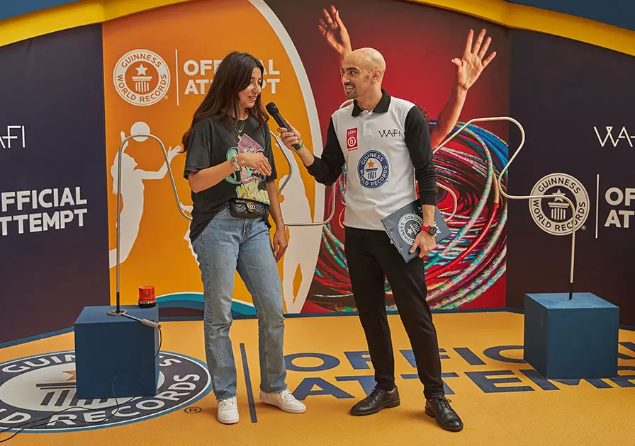 man and woman on stage