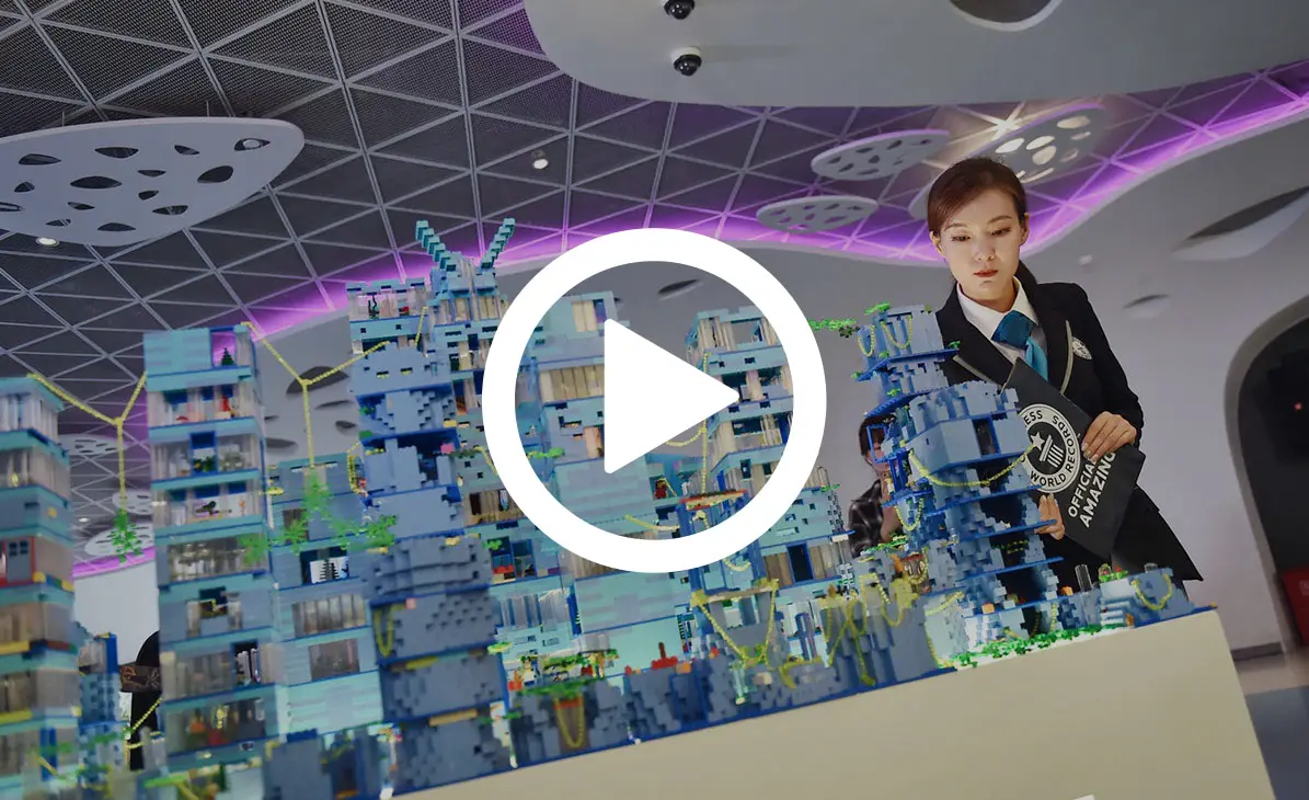 adjudicator next to lego building